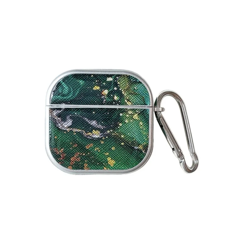 Apple AirPods 2/3に適しています。グリーンマーブル柄のイヤホンケース、シンプルで落下防止。
