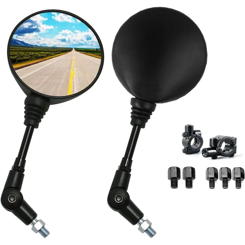 1 paire de rétroviseurs de moto ronds pliables M8 M10 pour vélos de rue vélos de Sport Scooters Cruisers motos ATV