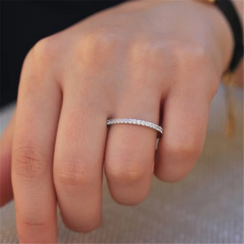 Single Row Zircon Ring in 3 Colors Eternal Commitment Minimalist High-end Brand Design Fashion Couple Creative Jewelry Gift