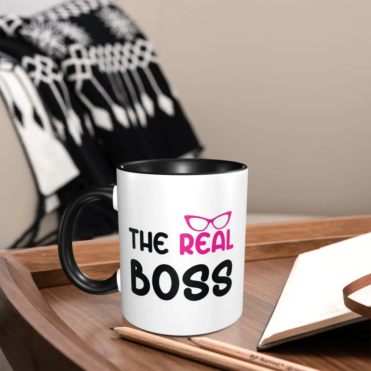The Boss The Real Boss Mug Funny Ceramic Coffee Cups Tea Mugs Milk Cup Drinkware Gifts for Woman Man