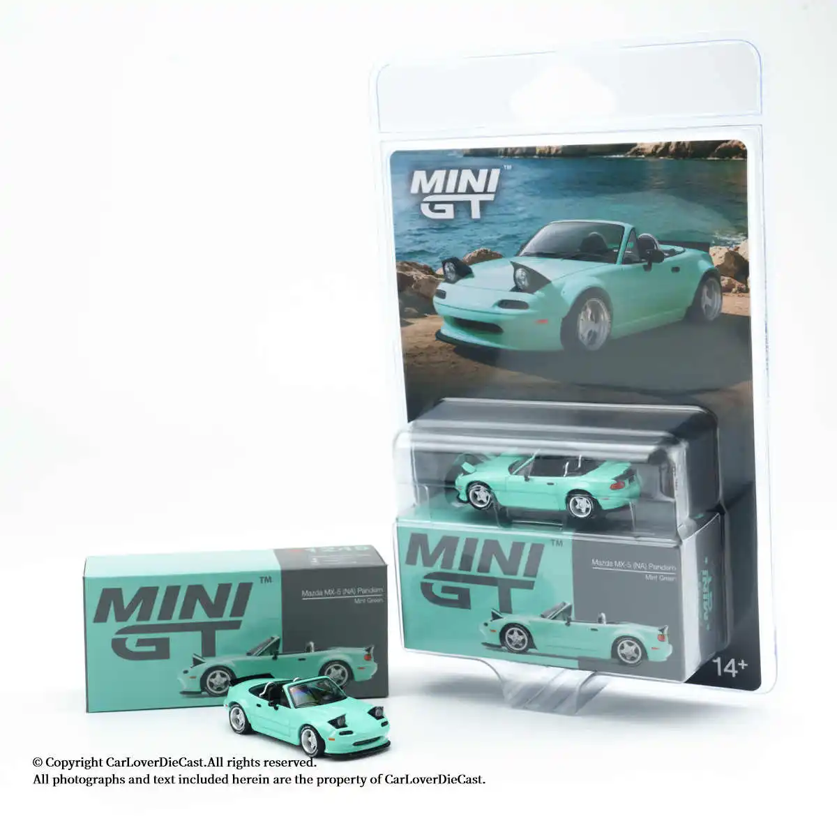 MINIGT 1:64 Mazda MX-5 (NA) Pandem Mint Green MGT01249-CH Alloy Motor Vehicle Diecast Metal Model