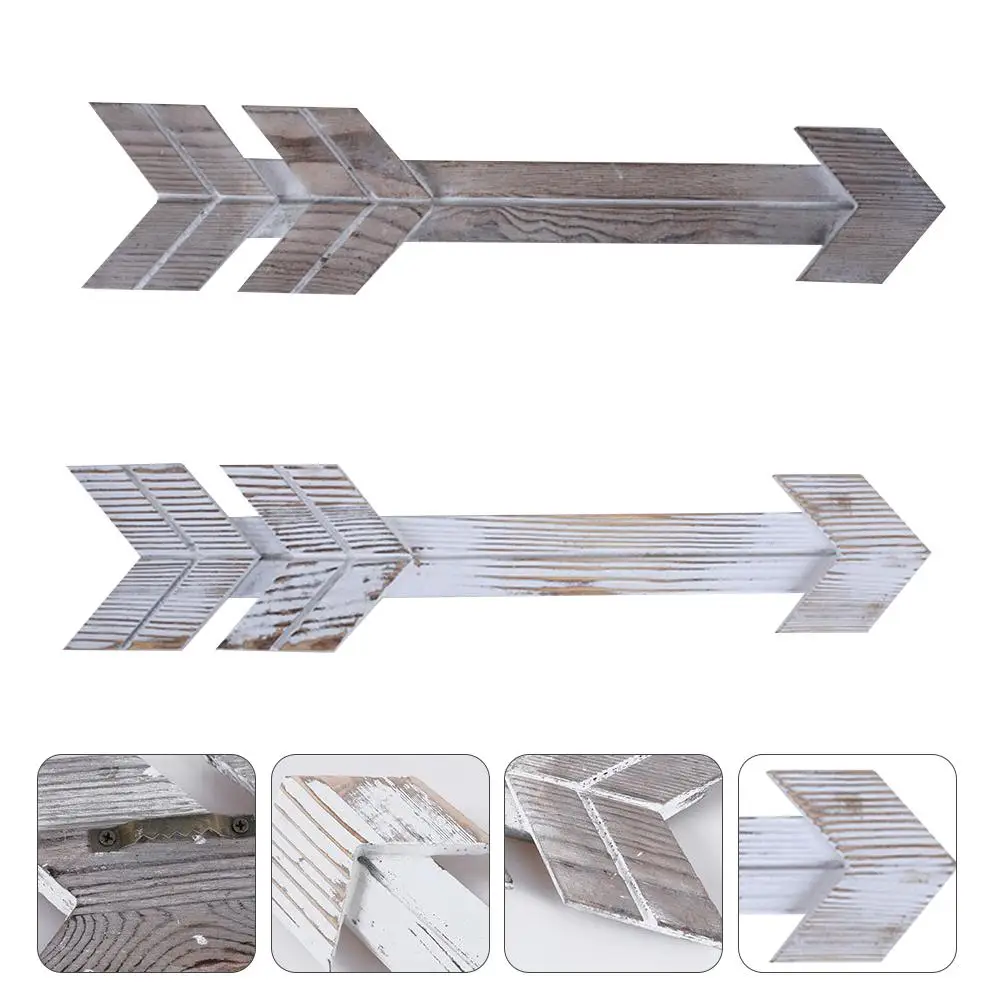

2 Pcs Wooden Arrow Wall Decor Unique Signs Hanging Vintage Creative Rustic Creative Wall Hangings Bedroom Tent DIY nament