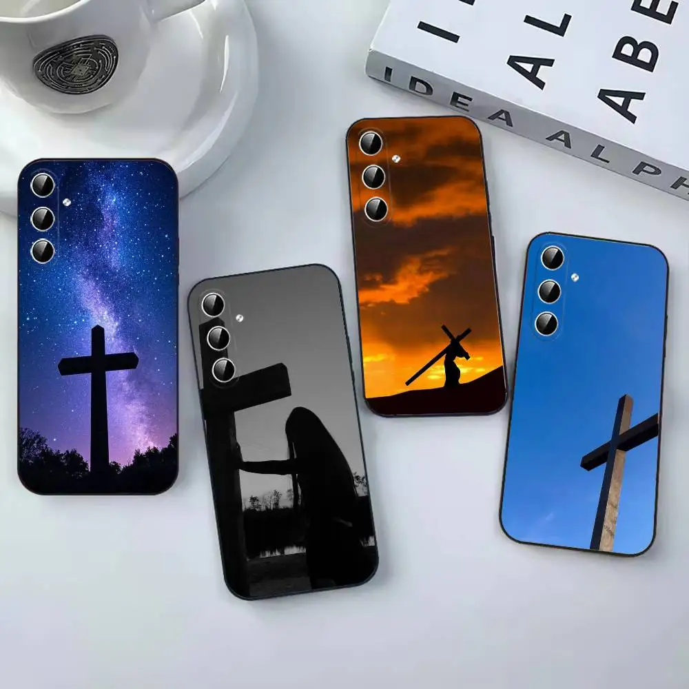 God Jesus Pray Cross Bible  Fashion Phone Case Black Cover For Samsung Galaxy A12,22,32,52,53,71,73, Note9/10/20 Ultra