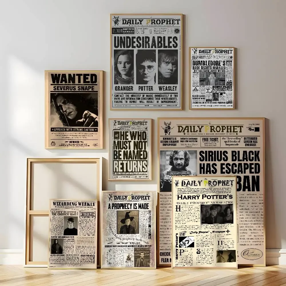 Movie H-Harry Film P-Potter Poster Self-adhesive Wall Mural Art Waterproof Sticker For Bar Room Decor High Quality Print Gift