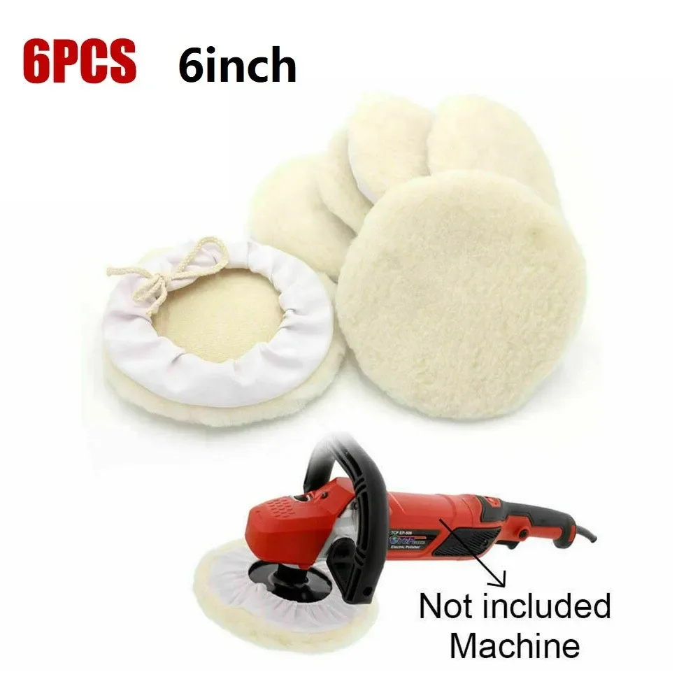 6Pcs Lamb Wool Buffing Pads for Polishing Car Paint Furniture and Stone Surfaces with Uniform Material Application