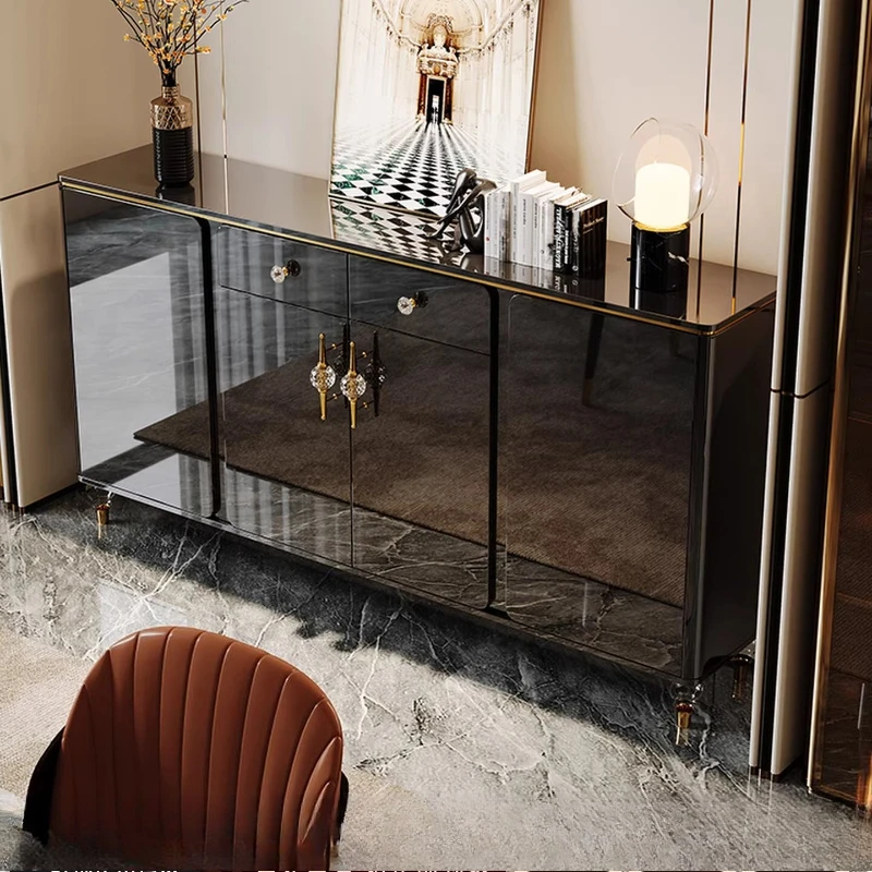 

Italian light luxury minimalist side cabinet, entrance cabinet, tea cabinet integrated wine cabinet, living room against