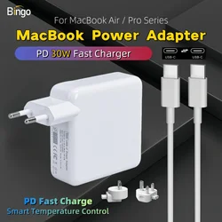 Macook 30W USB C Power Adapter For Macbook Air A1932 A2681 A1534 M1 M2 iPad 2020 2021 2022 iPhone 15 Pro Max PD Smart Charger