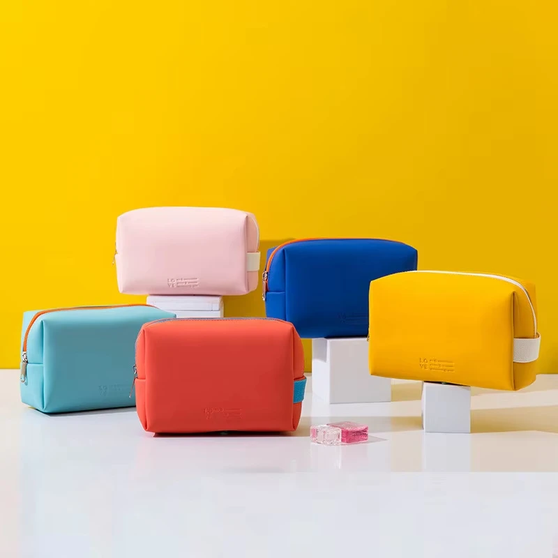 Candy Colored Pu Leather Soft Touch Makeup Bag Waterproof And Stain Resistant Storage Bag Portable Toiletry Bag Cosmetic