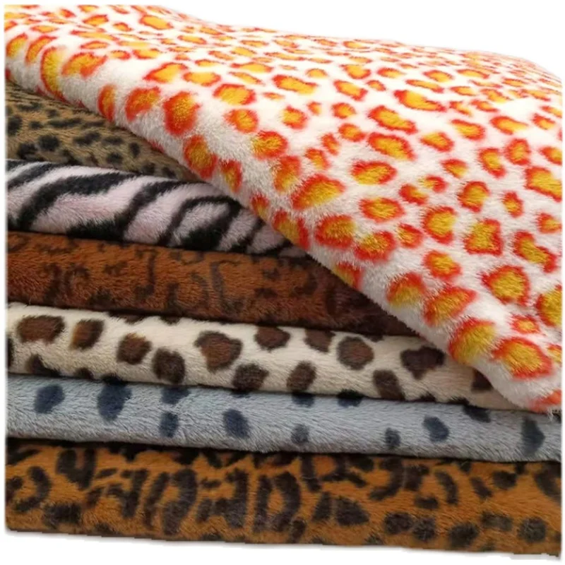 INS Imitation Otter Rabbit Hair Fabric Leopard Pattern Zebra Pattern Animal Pattern Fur Fabric Scarf Carpet Clothing DIY Fabric