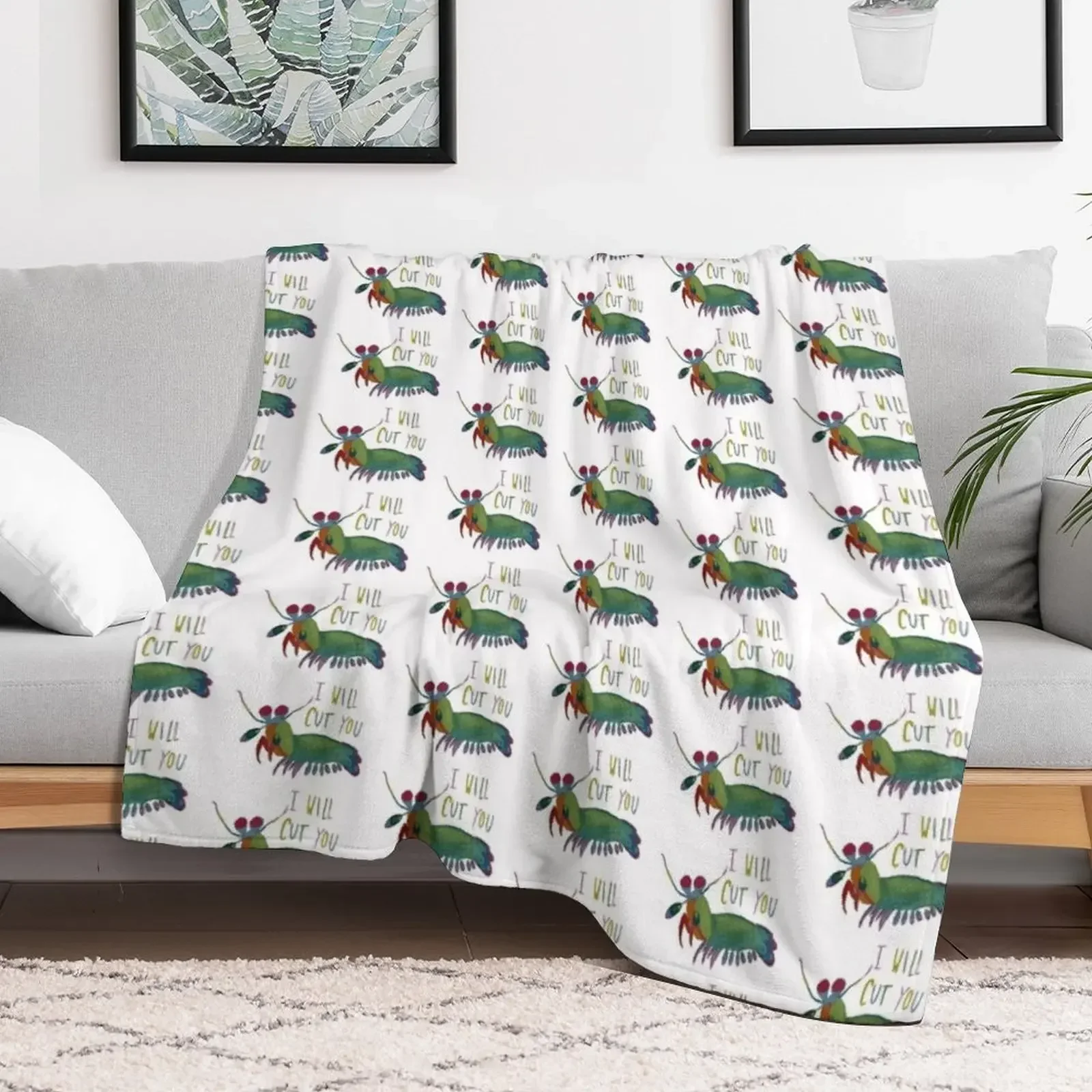 Mantis Shrimp Threat Throw Blanket Retros Baby Blankets