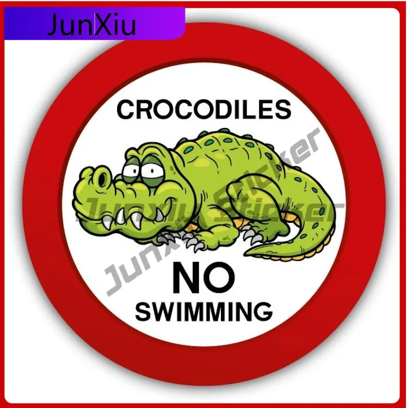 

Crocodiles Warning Sign No Swimming Sign Vinyl Car Sticker Windshield Luggage Kayak Bumper Decals Accessories Personalized Refit