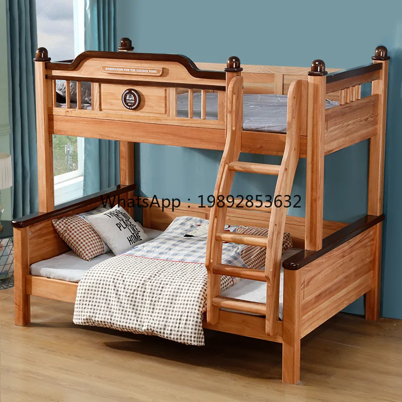 YFY صديقة للبيئة خشب الصندل الأحمر خشب متين سميكة طبقة مزدوجة سرير الوالدين والطفل كامل خشب متين سرير أطفال مرتفع ومنخفض #4