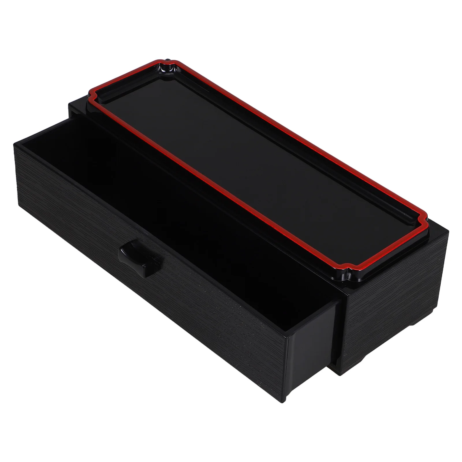 

1pcs Black Wood Grain Pullout Chopstick Storage Box Hygienic Kitchen Organizer Spoon Cage Japanese Style