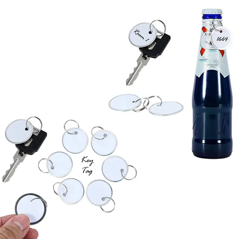 180 PCS Metal Rim Tags Key Tags Round Paper Tags With Metal Rings For Car Keys And Door Keys, White & Silver