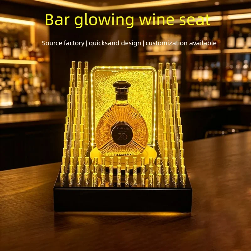 Bar Luminous Wine Stand Crystal Column Flowing Sand Wine Base KTV Nightclub Champagne Display Stand LED Charging Wine Tray