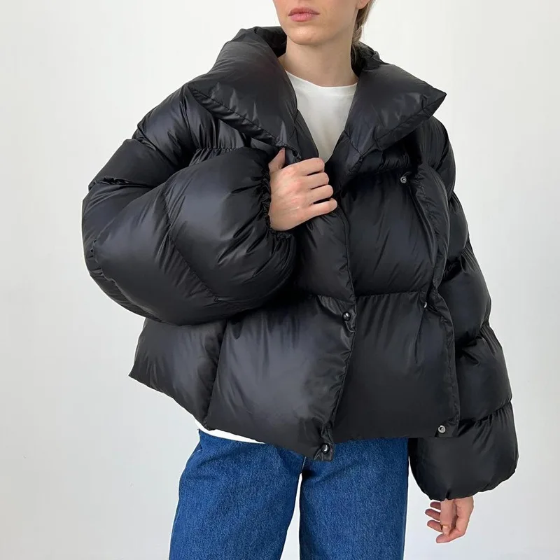Damen Winter New Breadms Baumwolljacke Trendiger Stil Personalisierte Street Short Kapuzen-Baumwolljacke