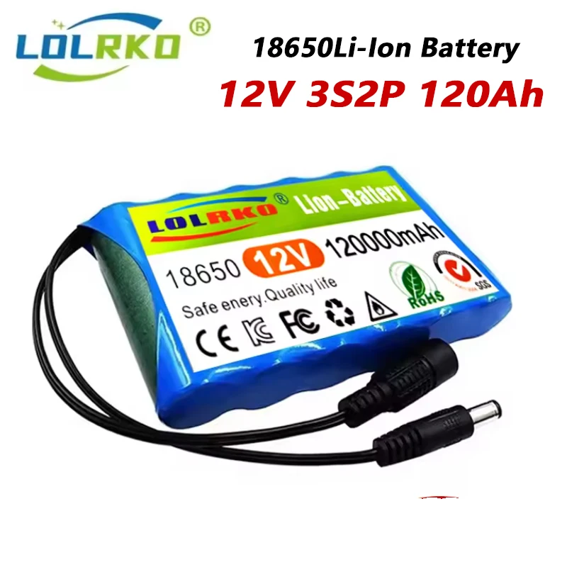 New Portable 3S2P 12V 120000mah Rechargeable Li-Ion Battery, For LED Lamp Light Backup Powe Etc+ Charger