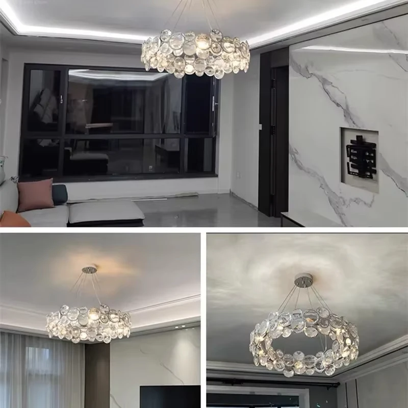 

Nordic Modern Home Decoration Crystal Chandeliers Light Luxury Living Room Kitchen Romantic Interior Lighting Pendant Lights