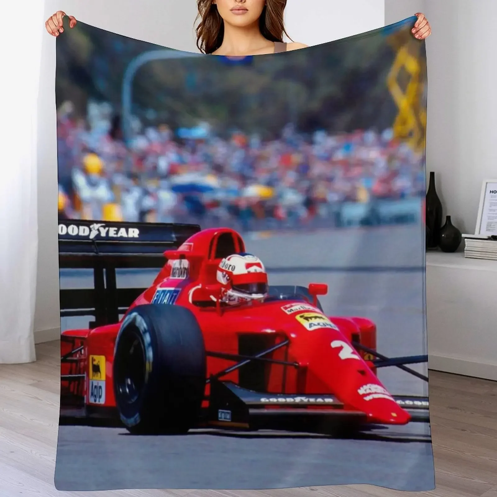 Nigel Mansell racing in the 641 during the 1990 Australian Grand Prix Throw Blanket halloween Decorative Beds Soft Big Blankets