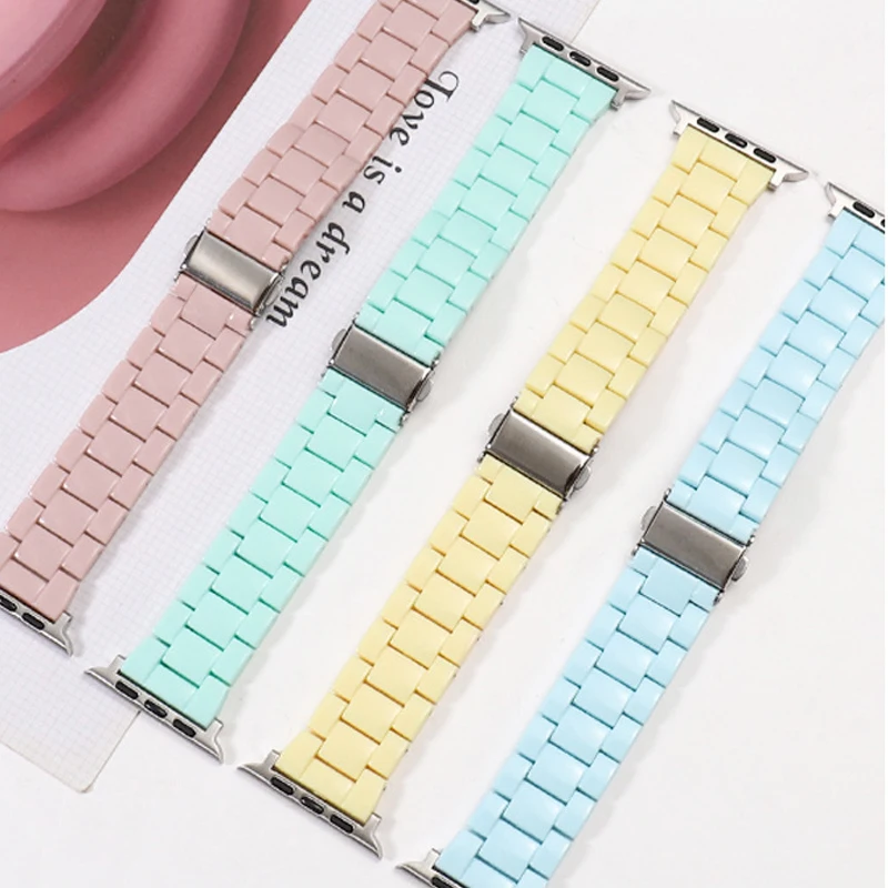 Candy Colored Resin Acrylic Strap For Apple watch Band 44mm 49mm 40mm 45mm 41mm 42mm 38mm Bracelet iwatch Series 9 8 7 SE