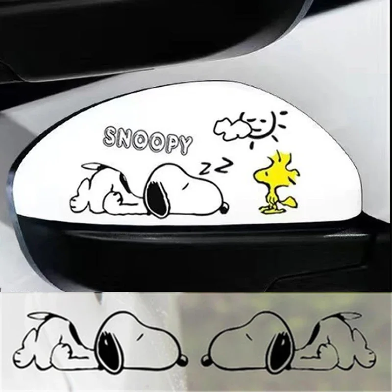 Snoopy Car Accessories Universal Auto Sticker Non Fading Fashion Strip Side Rear View Mirror Cute Decor Decal Waterproof Sticker