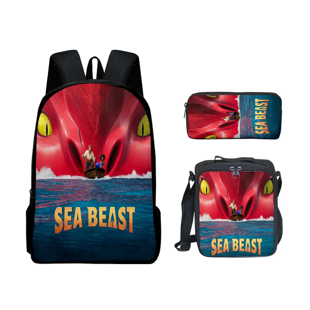 Trendy Popular Cool New the sea beast 3D Print 3pcs/Set Student School Bags Laptop Daypack Backpack Lunch bag Pencil Case