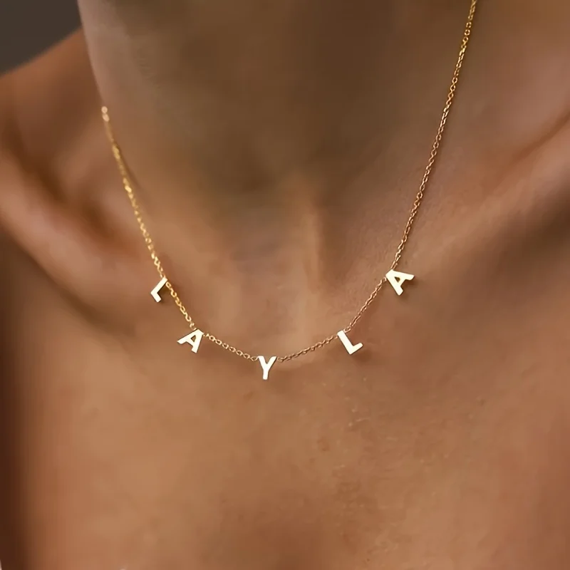 

Initial Stainless Steel Necklace, Handmade Letter Nameplate Pendant, Jewelry Gift Declaration, Home
