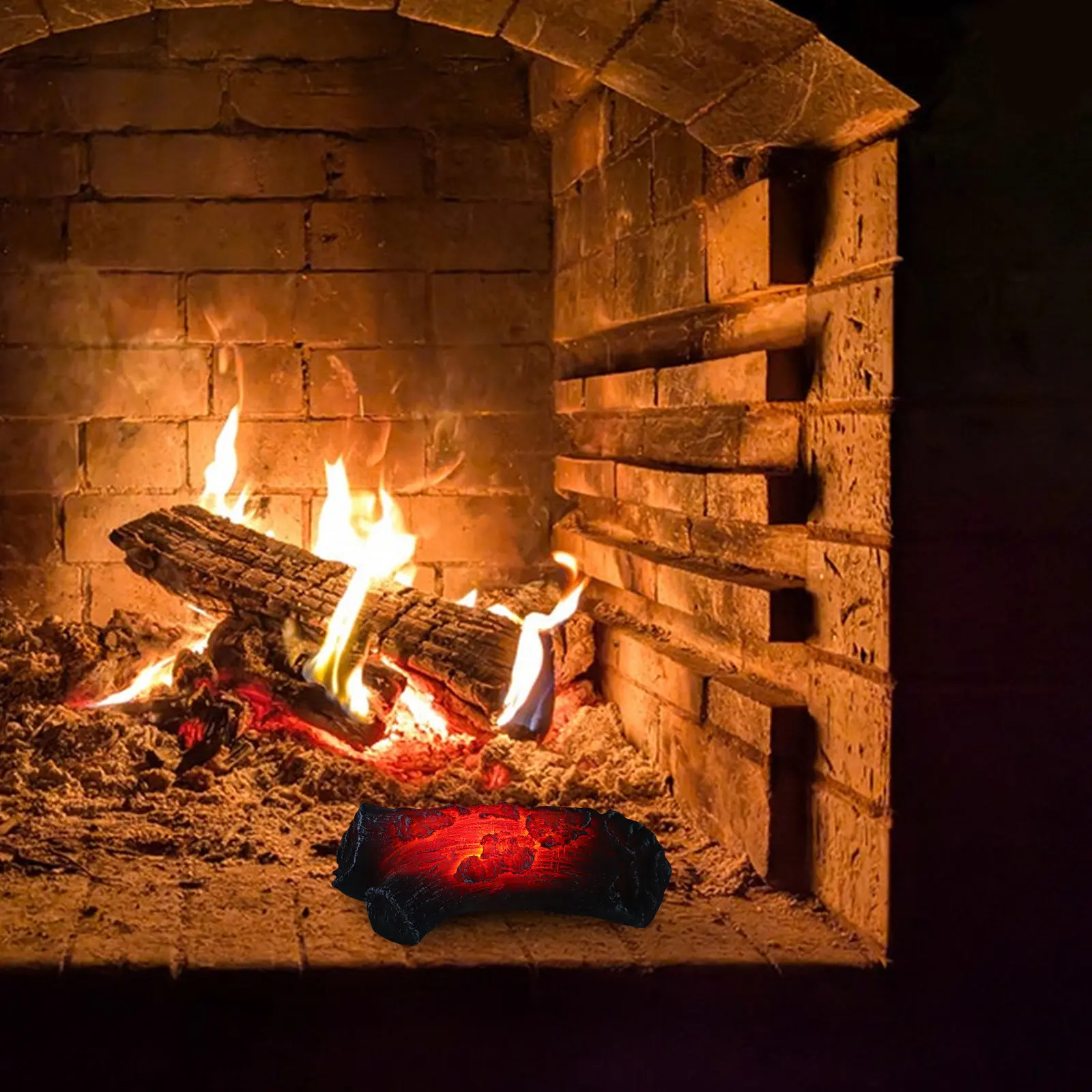 リアルな暖炉用薪、炎のないledライト、偽の火の装飾、クリスマス人工薪、室内装飾用の光る薪