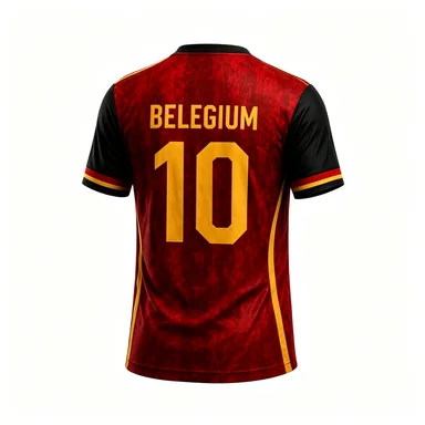 Men's Custom Belgium Number 10 Graphic Tee, Belgian Flag Color Fan Casual Sports T-Shirt - view 2