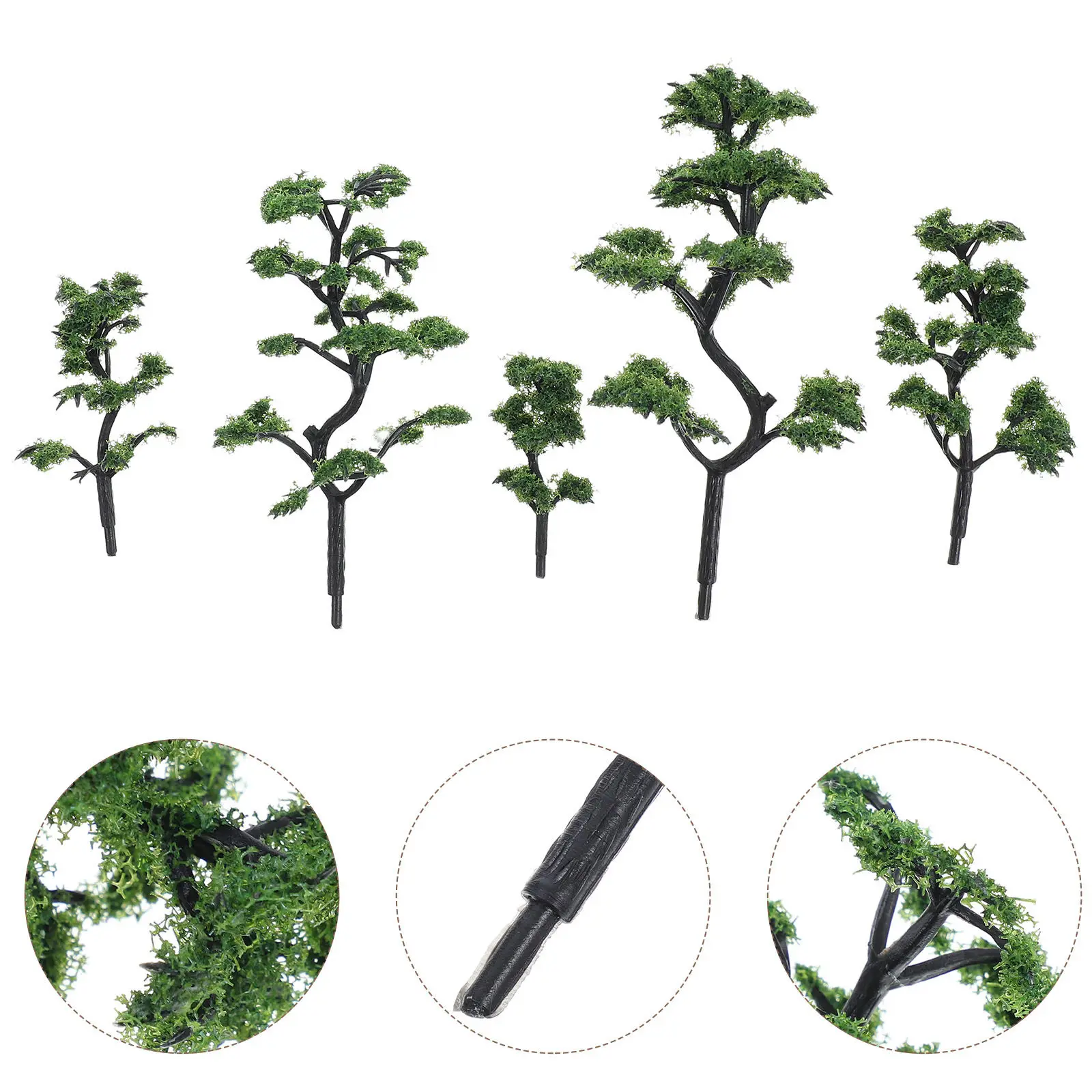 Miniature Spruce Trees 5Pcs Diorama Scenery for Train Layout Architectural Model Landscape Decor