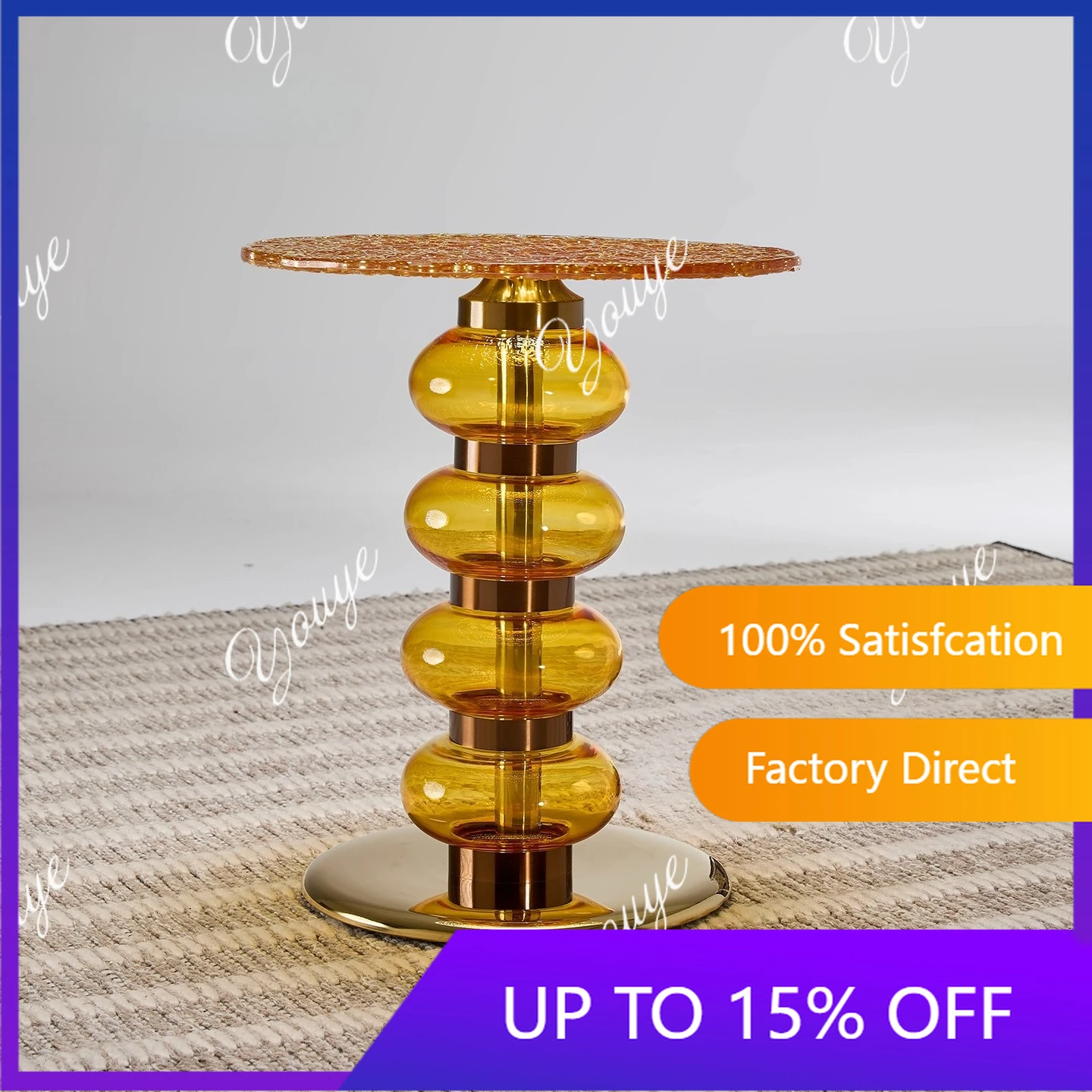 

Q Modern simple glass metal edge few round multi-functional display stand creative corner few