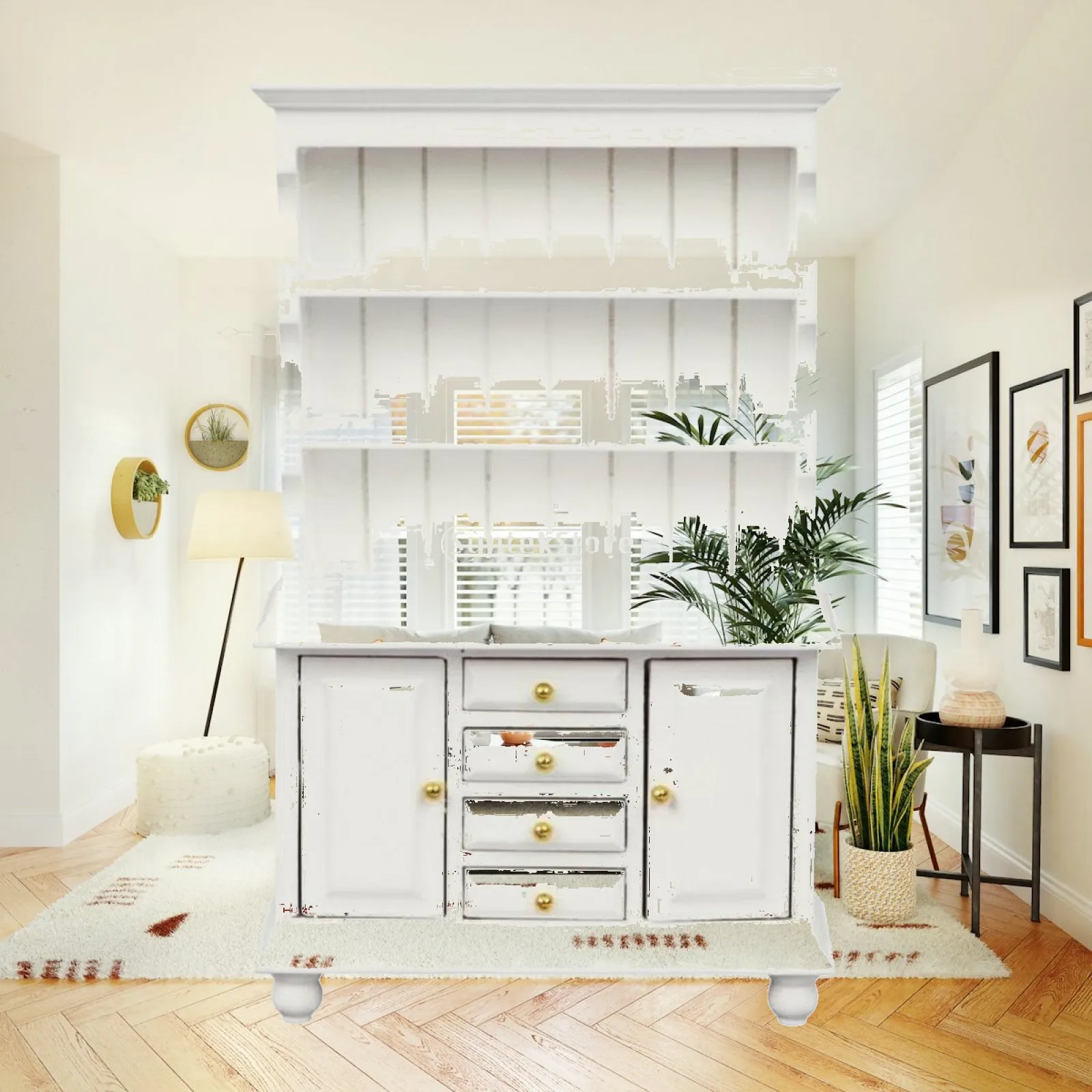 Miniature Wooden Sideboard, 112-Scale, with Opening Drawers, for Dolls House