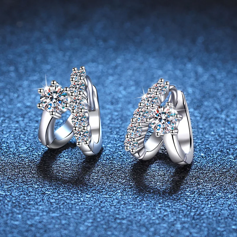 

S925 Silver White Gold Plated 0.6CT D Color Moissanite Geometric Asymmetric Earrings for Women, Exquisite Jewelry.