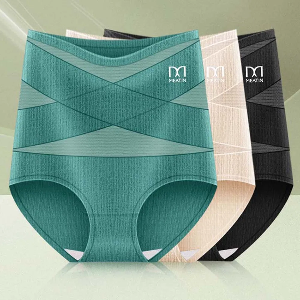 เอวสูงหลังคลอด Body Shaper กางเกงขนาดใหญ่ผ้าฝ้ายกางเกงไม่มีรอยต่อ Mulberry Silk Crotch Belly หดตัว