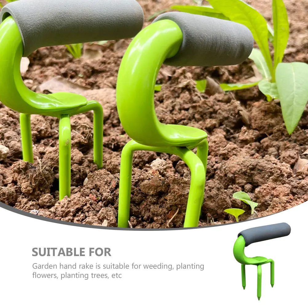 Small Durable Steel Garden Rake Lightweight Hand Cultivator for Soil Loosening Weeding Planting Garden Tool Rakes for Lawns