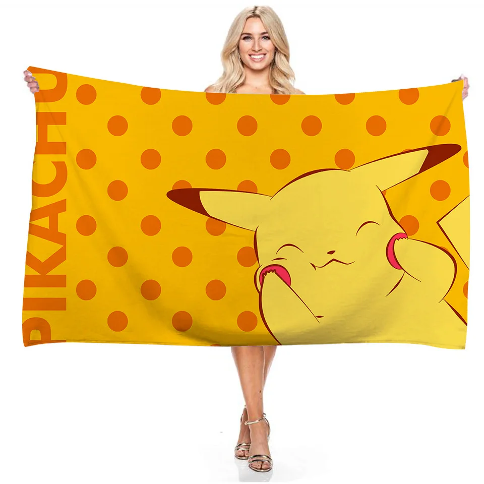 Pokemon Beach Towel Bath Towel Towel Towel Non-stick Beach Cartoon Cloth Pikachu Beach Mat Cloth A Must-have for A Summer Outing