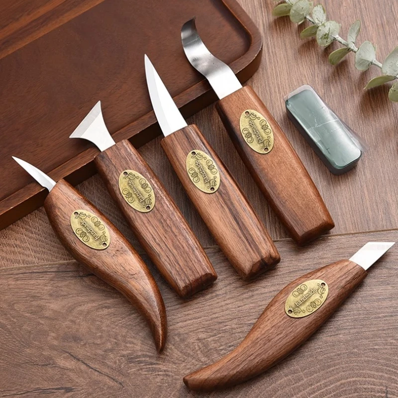 Cuchillo para tallar madera, rascador con mango de madera cómodo multifuncional afilado, herramienta de recorte DIY, 1 Uds.