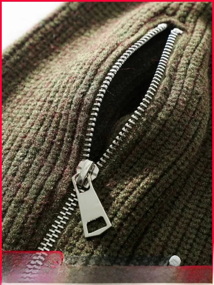 

High-End Japanese Sle Men's Knitwear Zip Sve Casual Vertical Stripe Thi Needle round Ne Sweater Autumn Winter Street...