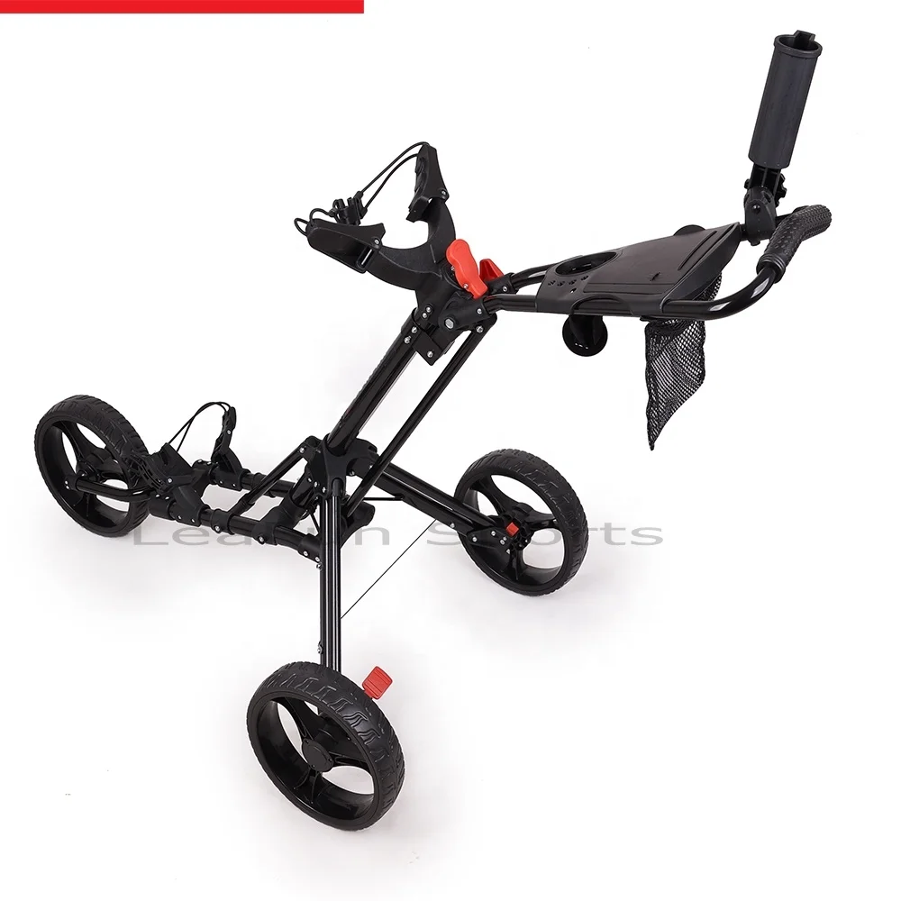 One-touch Easy Folding Manual Golf Trolley With Foot Brake Freewheel Multi-function Scorecard Holder
