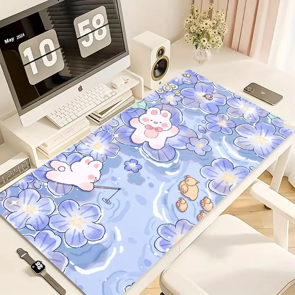 

Kawaii Rabbit Mausepad Компьютерная клавиатура Большой коврик для мыши HD Настольный коврик Офисные аксессуары Подушка для шкафа Игровой нескользящий коврик для ПК