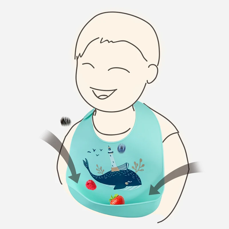 1 قطعة المرايل الطفل سيليكون قابل للتعديل الغذاء الصف فتاة بوي الكرتون ديناصور مطبوعة تغذية الاطفال مريلة سهلة لتنظيف تغذية الاشياء