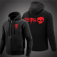 2025 ZERO skateboard logo men's new solid color zipper hooded long sleeved jacket Harajuku casual sportswear hooded pullover