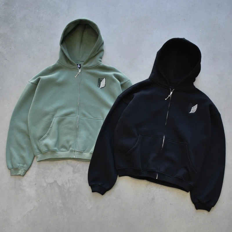 

Y2K Stylish Japan Anime Men Sets Freedom Wings Embroidered Solid Color Cotton Hoodie Vintage Washed High Street Unisex Hot Jeans