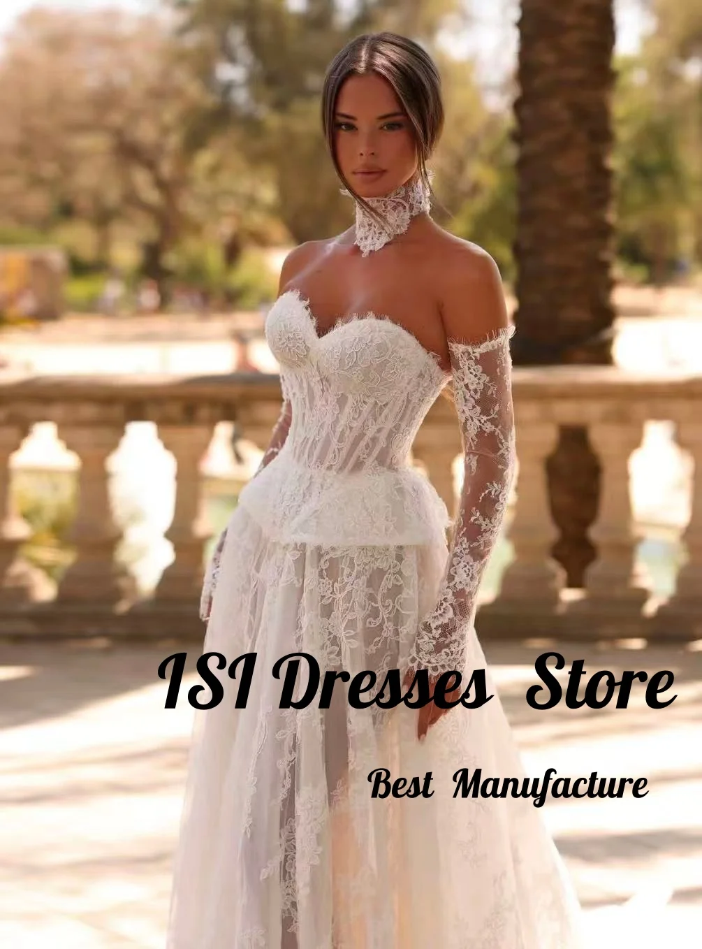 ISI Customized Vintage Lace Wedding Dress Sweetheart Remove Sleeves Tiered A-Line Luxury Bridal Gown Vestido De Novia 2026