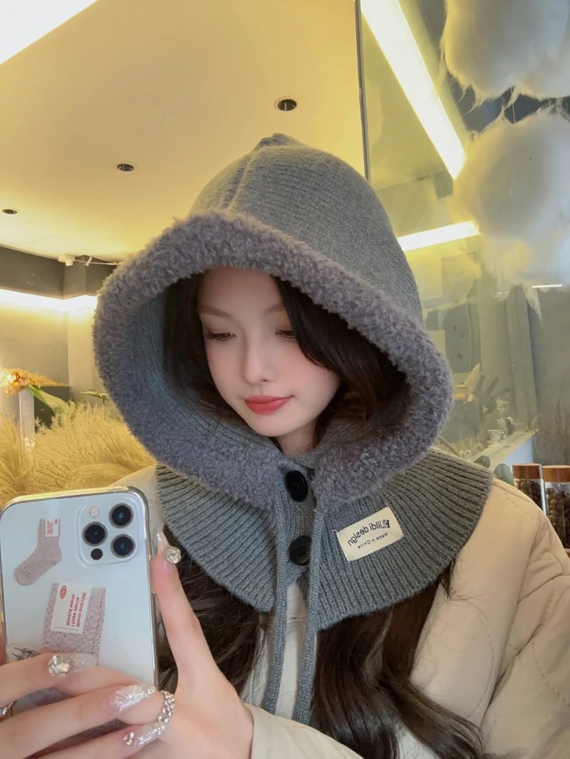 Korean Winter Solid Color Hat Warm Knitted Hat Knitted Ear Protection Winter Shopping Hat For Women