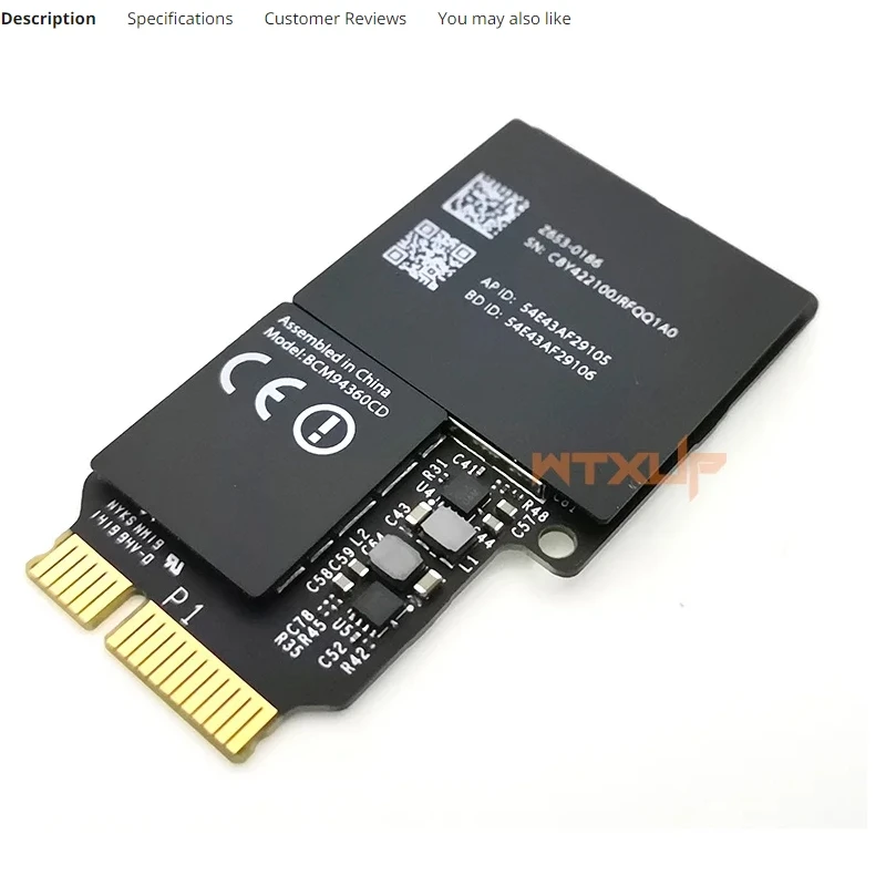 BCM94360CD 1750Mbps Dual Band 2.4G/5GHz 802.11AC Bluetooth 4.0 Wireless Card for Mac OS Airdrop Handoff Hackintosh for Imac 2013