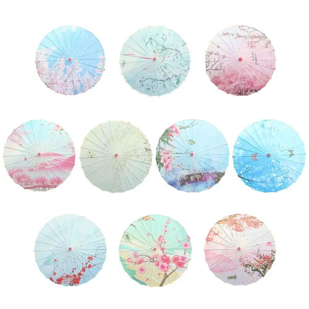 المطبوعة الحرير مزيتة ورقة مظلة شرابة تصميم 56 سنتيمتر حجم الحرير النسيج مظلة أزهار الكرز نمط الشريط تقليم #4