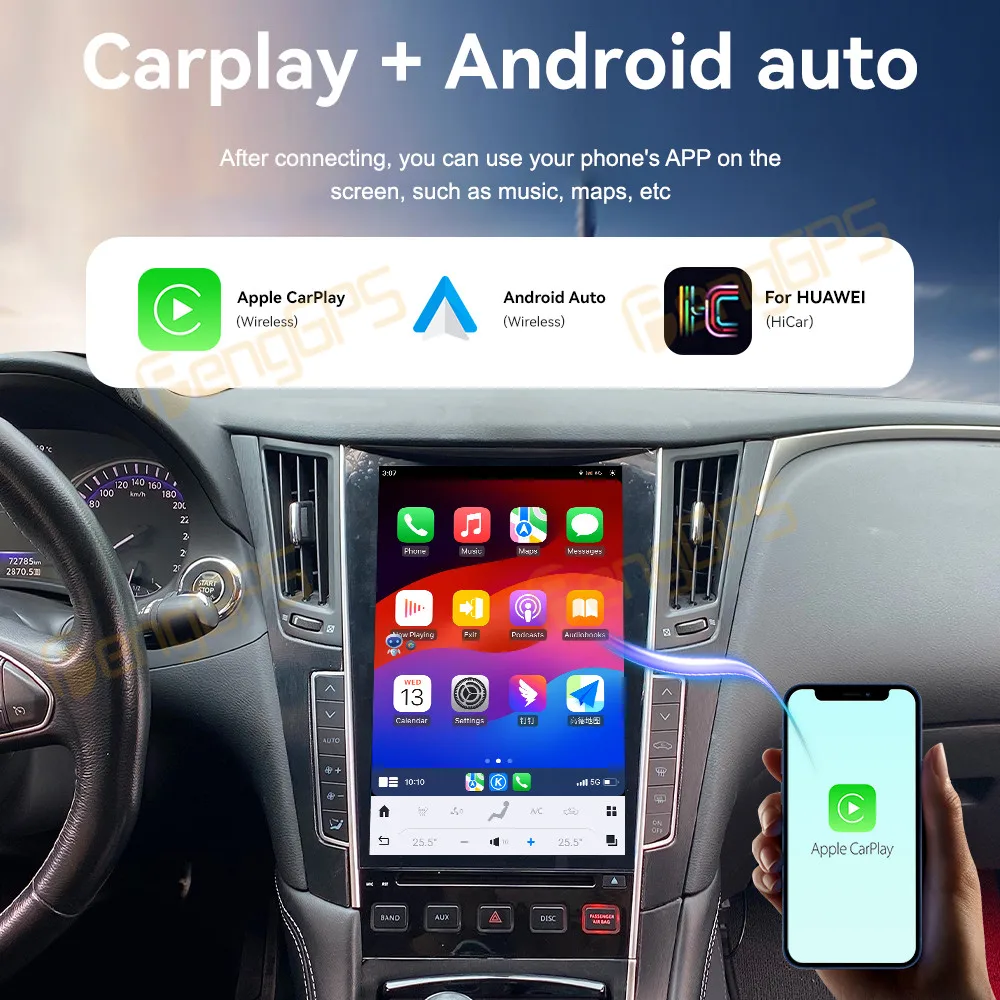 لإنفينيتي Q50 Q50L Q50D Q60S 2015-2019 نظام ذكي مشغل وسائط متعددة لاسلكي Carplay Autoradio ستيريو GPS نافي تاتش