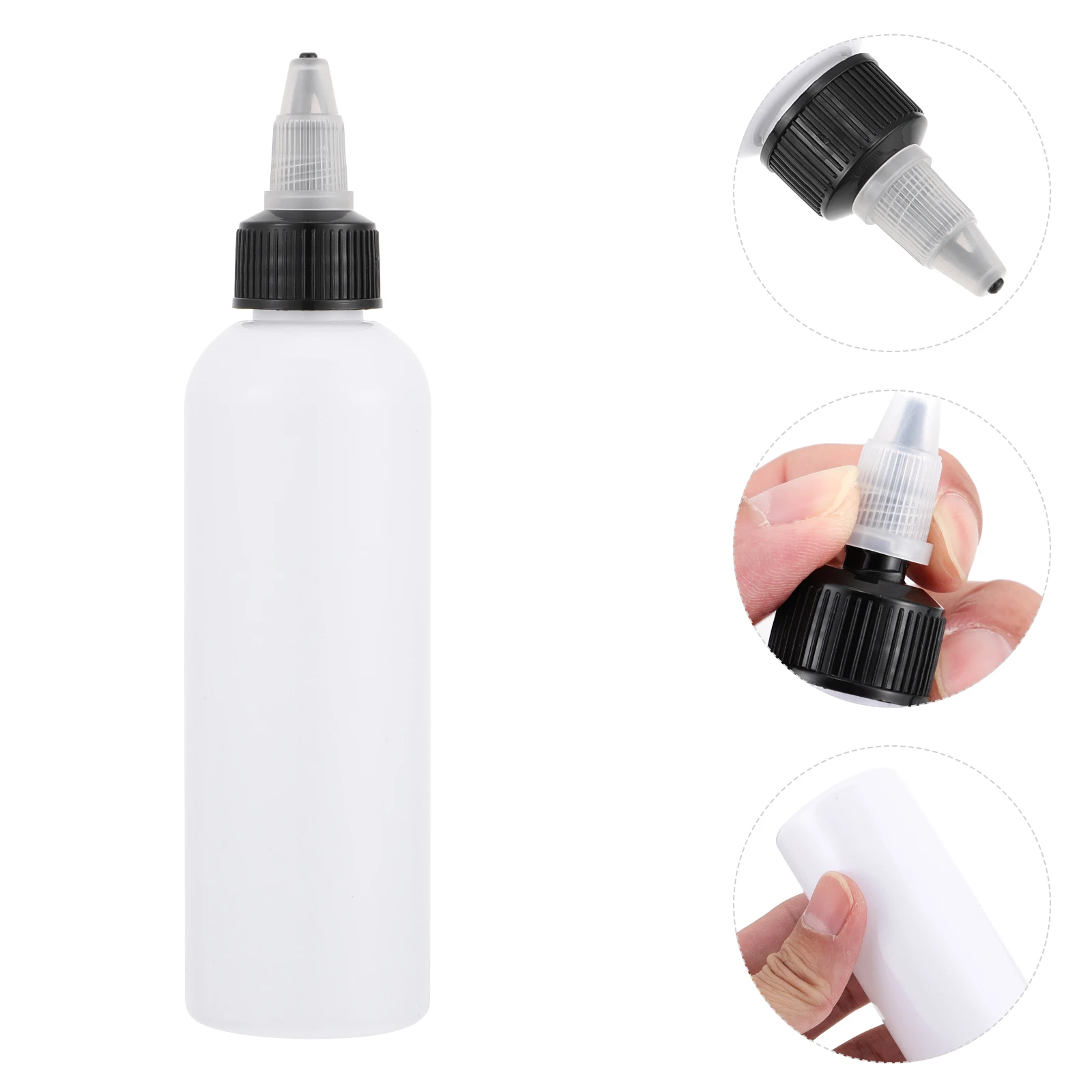 

Round Mouth Squeeze Bottles White Refillable Hair Color Applicator Leak Proof Dyeing Sauce Pointed Plastic Storage Oil