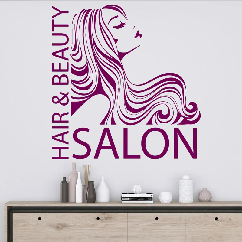 Hair&Beauty Salon Hairstylists Hairdresser Wall Decal Vinyl Hair Salon Wall Sticker Art Decoration Poster Removable Murals BS06